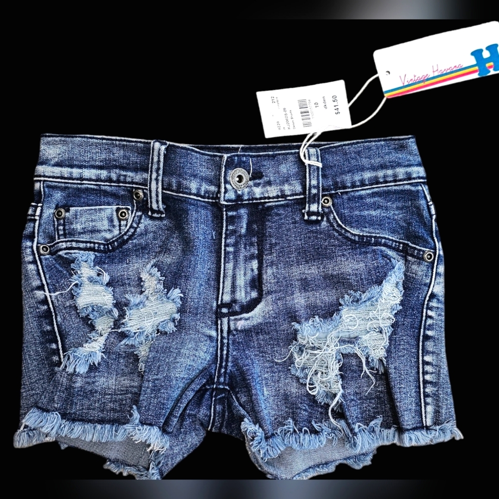 NWT Girl's Vintage Havana Distressed Denim Cut-Off Jean Shorts Size 10